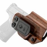 Hybrid Holster, Inside Waistband Holster, Ambidextrous, Fits S&W Shield, Kydex with Leather Shell, Includes 1.5" Belt Attachment, Brown H3-SAW-1-BR1