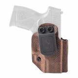 Hybrid Holster, Inside Waistband Holster, Ambidextrous, Fits Taurus PT111/G2/G2C/G2S/G3c, Kydex with Leather Shell, Includes 1.5" Belt Attachment, Brown H3-TU-1-BR1