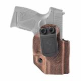 Hybrid Holster, Inside Waistband Holster, Ambidextrous, Fits Taurus G4, Kydex with Leather Shell, Includes 1.5" Belt Attachment, Brown H3-TU-3-BR1