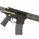 Honey Badger, Semi-automatic, SBR, 300 Blackout, 7" Threaded Barrel, Black Cerakote Finish, Collapsible Stock, 30Rd, Optic Not Included, Factory BLEM that was Cerakoted by Q to Cover Finish Imperfections HB-300BLK-7IN-SBR-BLK