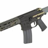 Honey Badger, Semi-automatic, SBR, 300 Blackout, 7" Threaded Barrel, Black Cerakote Finish, Collapsible Stock, 30Rd, Optic Not Included, Factory BLEM that was Cerakoted by Q to Cover Finish Imperfections HB-300BLK-7IN-SBR-BLK