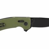SOG-TAC XR, Folding Knife, 3.39" Straight Clip Point, Olive Drab Green G10 Handle, D2 Steel, Black Titanium Nitride Finish, Black SOG-12-38-02-41
