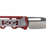 Cash Card, Folding Knife, 2.75", Silver, Clip Point Straight Edge, Stainless Steel Handle, Red, Stonewashed Finish, 8Cr13MoV Construction SOGEZ2-CP