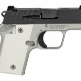 911, 1911 Micro Compact, 380ACP, 2.7" Barrel, Alloy Frame, Platinum Finish, Graphite Cerakote Slide, 2 Magazines, 1-6Rd & 1-7Rd, Engineered Ivory Grips, Tritium Night Sights PG9109PG