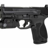 M&P 2.0, Striker Fired, Semi-automatic, Polymer Frame Pistol, Compact, 9MM, 4" Barrel, Armornite Finish, Black, Optic Height Sights, Optics Ready, Thumb Safety, Flat Face Trigger with Integrated Trigger Safety, 15 Rounds, 2 Magazines, Crimson Trace Rail