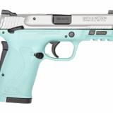 M&P 380 SHIELD EZ M2.0, Internal Hammer Fired, Semi-automatic Pistol, Polymer Frame Pistol, Micro-Compact, 380ACP, 3.675" Barrel, Cerakote Finish, Silver Slide, Robins Egg Blue Frame, 3-Dot Sights, Manual Thumb Safety, 8 Rounds, 2 Magazines 14020