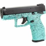 TX22, Semi-automatic, Striker Fired, 22 LR, 4" Barrel, Matte Finish, Cyan Splatter, Polymer, Blade Front/Adjustable Rear 16 Rounds, 2 Mags, Manual Safety 1-TX22141SP4