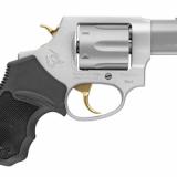 856, Revolver, 38 Special, 2" Barrel, Stainless Steel Fram With Gold Accents, Black Rubber Grips, 6Rd 2-856029ULGLD