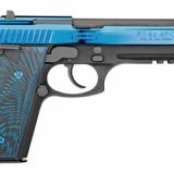 PT92, Full Size, 9MM, 5" Barrel, Alloy Frame, Polished PVD Blue Slide, G10 Blue and Black Grips, 2 Magazines, 17Rd 2-920151-PVD2