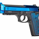PT92, Full Size, 9MM, 5" Barrel, Alloy Frame, Polished PVD Blue Slide, G10 Blue and Black Grips, 2 Magazines, 17Rd 2-920151-PVD2