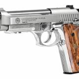 PT92, 9MM, 5" Barrel, Stainless Frame, Brazilian Walnut Wood Grips, Drift Adjustable Rear Sight, 2 Magazines, 17Rd 1-920159-17OW