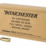 Service Grade, 40 S&W, 180Gr, Full Metal Jacket, 50 Round Box SG40W
