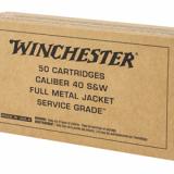 Service Grade, 40 S&W, 180Gr, Full Metal Jacket, 50 Round Box SG40W