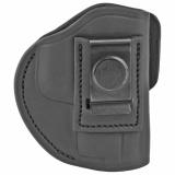 4 Way Holster, Leather Belt Holster, Right Hand, Stealth Black, Fits Glock 17 19 22 23 & S&W MP9/MP40/MP45, Size 5 4WH-5-SBL-R