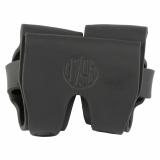 Revolver Double Carrier Speed Loader, Outside Waistband Belt Carrier, Fits Most J and K-Frame Speed Loaders, Steer Hide, Stealth Black, Ambidextrous RV-SLD-SBL-A