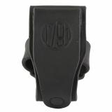 Revolver Single Carrier Speed Loader, Outside Waistband Belt Carrier, Fits Most J and K-Frame Speed Loaders, Steer Hide, Stealth Black, Ambidextrous RV-SLS-SBL-A