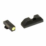 Protector, Sight, Fits Glk 17,19,22,23,24,26,27,33,34,35,37,38,39, Green Tritium LimeGreenLumi Outline Front Black Serrated Round Notch Rear GL-354