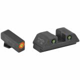 Trooper, Sight, Fits Glock Gen5 17,19, Green Tritium with Orange Outline Front, Green Tritium Black Serrated Rear GL-818