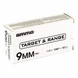 Target & Range, 9MM, 115 Grain, Full Metal Jacket Bullet, 50 Round Box 9115FMJ-TR50