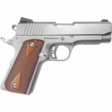 ECS, Semi-automatic, 1911, Compact, 45ACP, 3.63" Barrel, Steel Frame, Stainless Finish, Wood Grips, Fixed Sights, 7Rd, 1 Magazine 51868