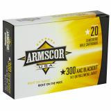 Armscor Rifle Ammunition .300 AAC Blackout 147 Grain Full Metal Jacket Box of 20 Rounds