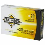 Armscor Rifle Ammunition .300 AAC Blackout 147 Grain Full Metal Jacket Box of 20 Rounds