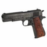 1911, Trump Saves America, Semi-automatic, Metal Frame Pistol, Full Size, 45ACP, 5" Barrel, Steel, Cerakote Finish, Savage Stainless and Armor Black Distressed, Trump Wood Grips, 7 Rounds, 1 Magazine 1911BKOC12