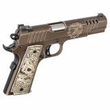 1911, 1776 Special Edition, Semi-automatic, 1911, Full Size, Metal Frame, 45 ACP, 5"Barrel, Plum Brown Cerakote with Desert Sand Accents, Custom Engraving, Custom Engraved Grips, 3 Dot Sights,Manual Safety, 7 Rounds, 1 Magazine 1911TCAC16