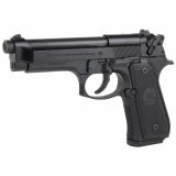 92FS, DA/SA, Full Size, 9MM, 4.9" Barrel, Alloy Frame, Blue Finish, Plastic Grips, 3 Dot Sights, Ambidextrous Safety, 2 Magazines, 15Rd J92F300M