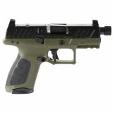 APX, A1 Tactical, Striker Fired, Semi-automatic, Polymer Frame Pistol, Compact, 9MM, 4.2" Threaded Barrel, 1/2x24, Matte Finish, Black Slide, Olive Drab Green Frame, Optics Ready, 15rd magazine, Blackout Suppressor Height Sights