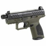 APX, A1 Tactical, Striker Fired, Semi-automatic, Polymer Frame Pistol, Compact, 9MM, 4.2" Threaded Barrel, 1/2x24, Matte Finish, Black Slide, Olive Drab Green Frame, Optics Ready, 15rd magazine, Blackout Suppressor Height Sights