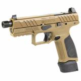 APX, A1 Tactical, Striker Fired, Semi-automatic, Polymer Frame Pistol, Full Size, 9MM, 4.8" Threaded Barrel, 1/2x24, Matte Finish, Black Slide, Flat Dark Earth Frame, Optics Ready, Trigger Safety, Blackout Suppressor Height Sights, Interchangeable Back S