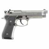 92FS, INOX, Double Action/Single Action, Semi-automatic, Metal Frame Pistol, Full Size, 9MM, 4.9" Barrel, Silver INOX Finish, Rubber Grips, 3 Dot Sights, 10 Rounds, 2 Magazines JS92F510CA