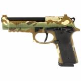 92XI, Combat, Single Action Only, Semi-automatic, Full Size, 9MM, 4.7" Barrel, Ambidextrous Manual Safety, Cerakote Finish, Multicam, 18 Rounds, 2 Magazines SPEC0733A18