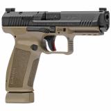 TP9, METE SFT, Striker Fired, Semi-automatic, Polymer Frame Pistol, Full Size, 9MM, 4.47" Barrel, Black Slide, Tan Frame, 3 Dot White Sights, Flared Magwell, Holster Fit and Lock, Optics Ready, 2 Magazines, (1)-18 Round and (1)-20 Round HG5636-N