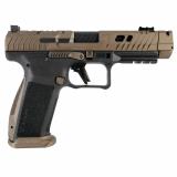 TTI Combat | 9MM, 4.6" Ported and Fluted Barrel, Canik Compensator, Matte Finish, TTI Bronze, Adjustable Rear Sight, Fiber Optic Front Sight, 18 Rounds, 2 Magazines HG7854-N Striker Fired, Semi-automatic, Polymer Framed Pistol, Full Size