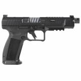 METE SFX Pro, Striker Fired, Semi-automatic, Polymer Frame Pistol, Full Size, 9MM, 5.75" Threaded Barrel, 1/2x28, Matte Finish, Black, 3 Dot White Sights, Flared Magwell, Optic Ready, 2 Magazines, (1) 20 Round and (1) 18 Round, Includes Accessory Kit HGP
