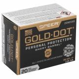 Speer Gold Dot, Personal Protection, 38 Special, 135 Grain, Hollow Point, +P, 20 Round Box 23921GD
