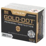 Speer Gold Dot, Personal Protection, 45ACP, 185 Grain, Hollow Point, 20 Round Box 23964GD