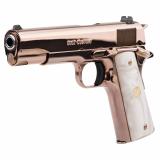 Government, Talo Edition, 1911, Semi-automatic, Metal Frame Pistol, Full Size, 38 Super, 5" Barrel, Bright Steel, Rose Gold, White Dot Sights, Grip and Thumb Safety, 7 Rounds, 1 Magazine O1073BSTS-RG