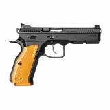 Shadow 2 Orange |9MM, 4.89" Barrel w/Bushing, Steel Frame, Orange Aluminum Checkered Grips, Tuned Trigger, 19Rd, Ambidextrous Safety, Adjustable Rear Sight & Fiber Optic Front Sight 591249
