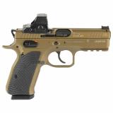 Shadow 2 Compact, TALO Exclusive, Double Action/Single Action, Semi-automatic, Metal Frame Pistol, 9MM, Cerakote Finish, Burnt Bronze, Black G-10 Grips, Manual Safety, Optics Cut Slide, Red Fiber Optic Front Sight, 15 Rounds, 2 Magazines, Includes Mounte
