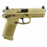 FNX-45 Tactical, DA/SA, Semi-automatic, Full Size Pistol, 45 ACP, 4.5" Barrel, Polymer Frame, Flat Dark Earth Finish, Night Sights, 10Rd, 3 Magazines, Fired Case, Manual Safety, Optics Ready, State Compliant Model 66-100223