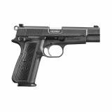 High Power, Single Action, Semi-automatic, Metal Frame Pistol, Full Size, 9MM, 4.7" Target-crowned Hammer Forged Barrel, PVD Finish, Black, 2 Polymer Grip Pairs, Driftable Dovetail Sights, Ambidextrous Safety, 10 Rounds, 2 Magazines, Includes Zippered Ba