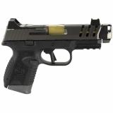 509 CC Edge, Striker Fired, Semi-automatic, Full Size Pistol, 9MM, 4.2" Gold Titanium Barrel, Black Frame, Graphite PVD Finish, Auto Indexing Compensator, Co-witnessing Height Fiber Optic Front Sight, Inculudes 4 Optic Mounting Plates, 10 Rounds, 3 Magaz