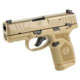 Reflex, Semi-automatic Pistol, Polymer Frame, Internal Hammer Fired, Single Action Only, Micro Compact, 9MM, 3.3" Cold Hammer Forged Barrel, PVD Finish, Flat Dark Earth, Manual Safety, Tritium Front Sight, 2 Dot Rear Sight, 2 Magazines, (1) 15 Round, (1)