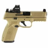 510 MRD, Striker Fired, Semi-automatic, Polymer Frame Pistol, Mid-Size, 10MM, 4.1" Barrel, Matte Finish, Flat Dark Earth, Inlcudes Holosun 407C Red Dot Sight, Non-Manual Safety, Optic Height Sights, 15 Rounds, 2 Magazines 66-101910