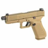 17XOR, Optic Ready, Semi-automatic, Full Size Polymer Frame Pistol, Safe Action, 9MM, 4.99" Threaded Barrel, FDE Cerakote Finish, Suppressor Height Sights, Optics Ready, 17 Rounds, 3 Magazines, Matching FDE Cerakote Magazine Floor Plates, Will Only Accep