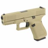 19, GEN 5, Semi-automatic, Striker Fired, Compact, 9MM, 4.02", Coyote Tan, Interchangeable, 15 Rounds, 3 Mags, Front Serrations, Fixed Sights, Polymer, DLC PA195S204-CT