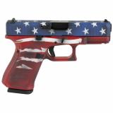 19 MOS, GEN 5, Semi-automatic, Striker Fired, Compact, 9MM, 4.02", Red, White, Blue, BattleWorn Flag, Interchangeable, 15 Rounds, 3 Mags, Fixed Sights, Polymer, DLC PA195S204MOS